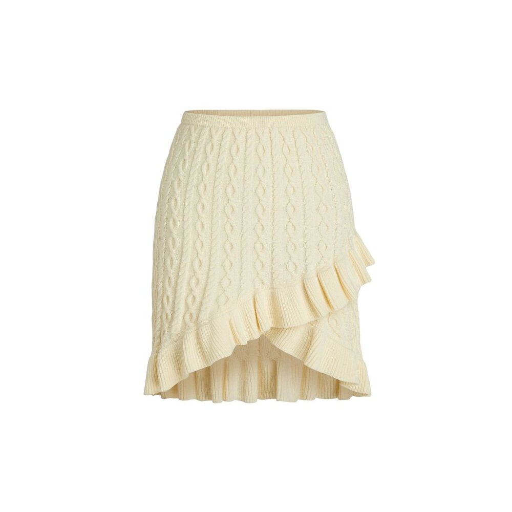 NWT Cider L Cable Knit Cream Ruffle Hem Mini Skirt